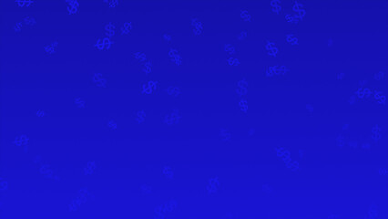 Obraz premium Blue color moving dollar signs currency and economy background , dollar sign raining background
