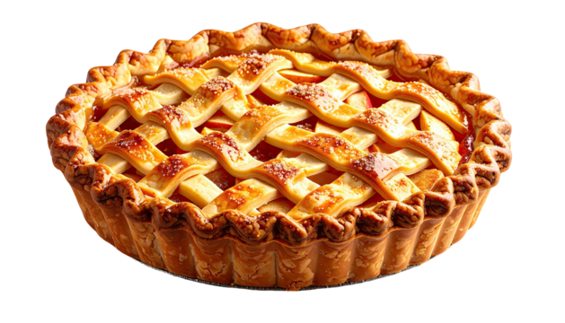 Lattice-topped pie with golden crust and fruit filling