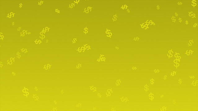 Yellow color moving dollar signs currency and economy background , dollar sign raining background