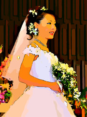 ブライダル　ブーケを持つ新婦