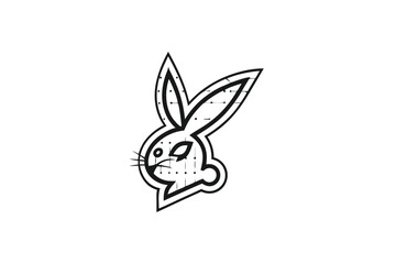Modern Rabbit Silhouette with Circuits and Dots on White Background Design