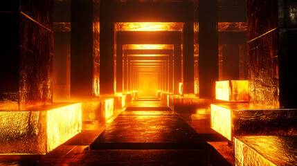 A vault filled with glowing gold bars, representing the purity and security of gold as a longterm investment