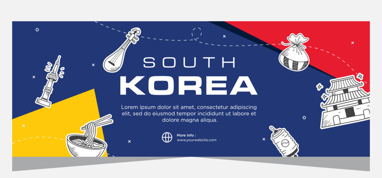Hand drawn south Korean template banner design