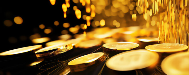 Abstract depiction of gold coins transforming into rising stock lines, representing purity and growth in investments