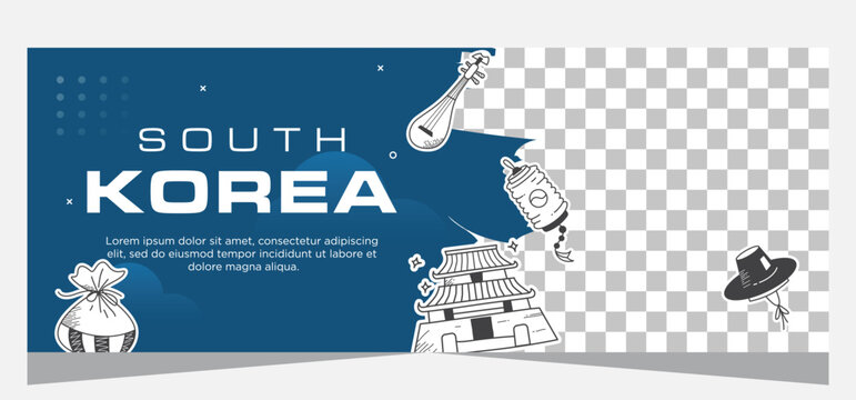 Hand drawn south Korean template banner design