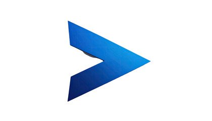 Blue forward arrow angled, isolated on a black background