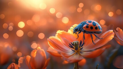 Ladybug on a tulip