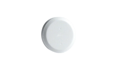 Plain white round object on black background, top view