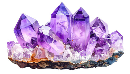 Cluster of striking amethyst crystals in shades of lavender