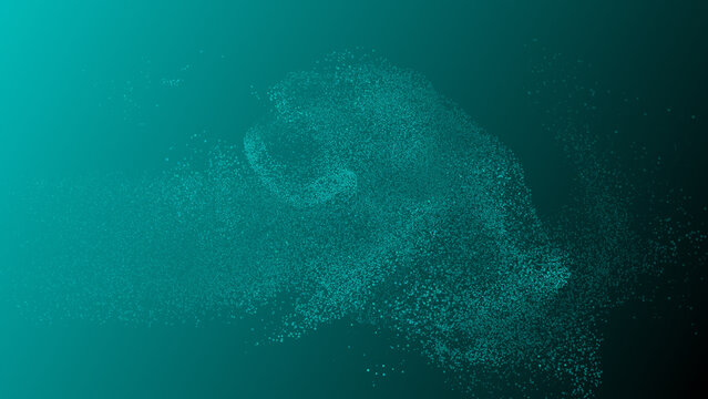 Cyan color dust particles fluid abstract wavy background