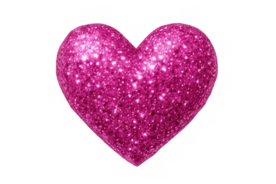 Pink glitter heart creating a festive symbol for love, romance, and valentine's day celebrations