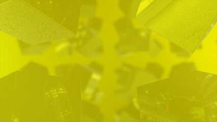 Yellow color slowly rotating 3d shiny cubes abstract 3d background