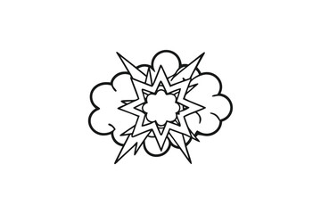 Fototapeta premium Outline Explosion Cloud Design on White Background. Comic Style Bang Effect
