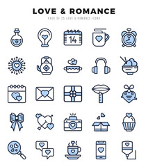 Love & Romance. Two Color icons Pack. vector illustration.