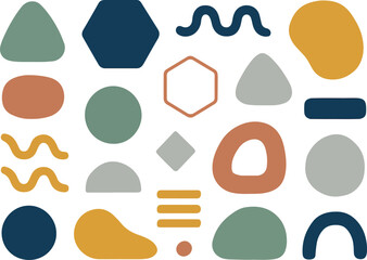 Abstract Geometric Shape Set – Wavy Lines, Organic Blobs, Scallop Edges, Jagged Ovals, Flat Color Backgrounds, Vector Illustration