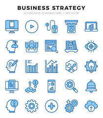 Collection of Business Strategy 25 Two Color Icons Pack.