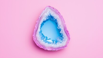Vibrant Pink and Blue Geode on Pastel Background. Striking Crystal Mineral Display