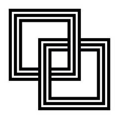 Overlapping Square Maze, Geometric Logo Puzzle Design with Optical Illusion