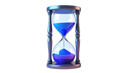 Hourglass with blue sand on black