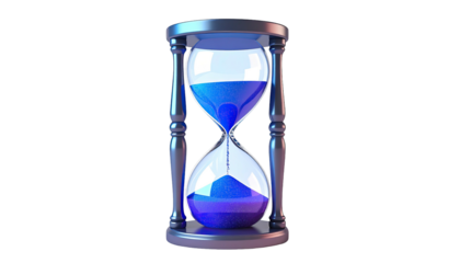 Hourglass with blue sand on black