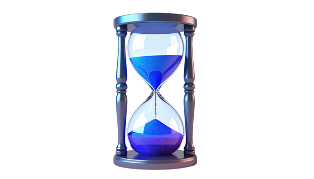 Hourglass with blue sand on black