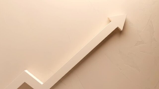 A white upward arrow on a textured, beige background, with visual gradients and rough surface