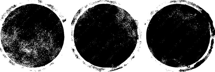 round grunge stamp circle set with hand drawn rough edges for badge seal and ink mark design