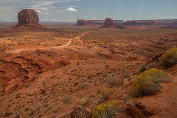National parks usa southwest area of giant rock formations and table mountains in Monument Valley