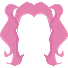 Pink Pigtails Hair With Transparent Background Stylized Cartoon Vector Art