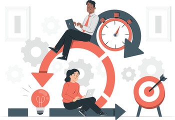 Agile methodology workflow with people and business elements process cycle