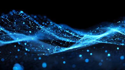 Futuristic blue network glows representing digital innovation and seamless technological connectivity