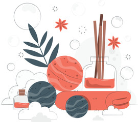 Aromatherapy diffuser with essential oil and decorative elements bomb