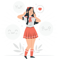 Anime Girl Making Peace Signs school uniform sailor