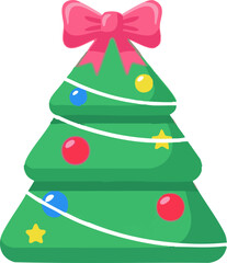 Modern Cute Christmas Tree Flat Vector Art