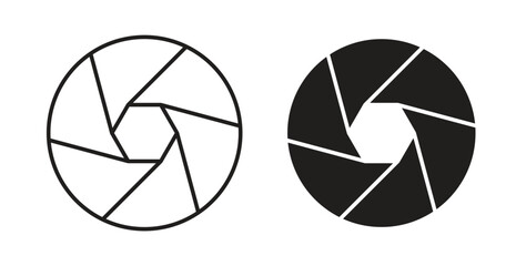 Aperture icon with glyph and line. black vector icons for Web UI