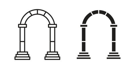 Archway icon with glyph and line. black vector icons for Web UI