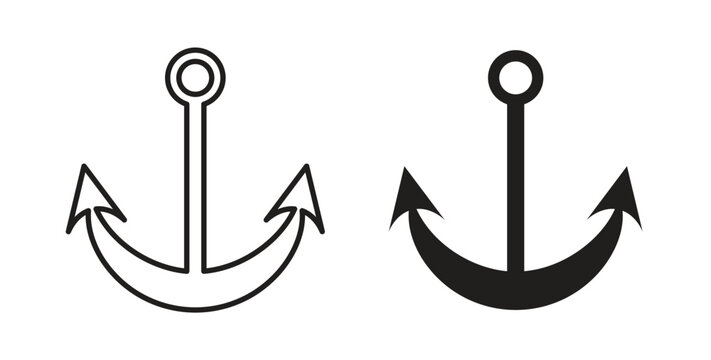 Anchor icon with glyph and line. black vector icons for Web UI