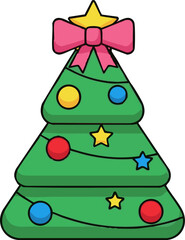 Cute Minimalist Christmas Tree Vector Illustration Design