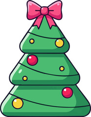 Simple Christmas Tree Illustration With Festive Decoration
