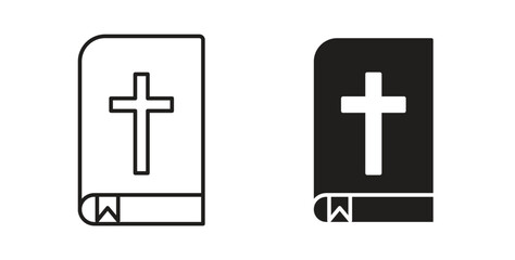 Fototapeta premium Bible icon with glyph and line. black vector icons for Web UI