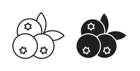 Blueberries icon with glyph and line. black vector icons for Web UI