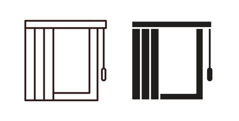 Blinds open icon with glyph and line. black vector icons for Web UI