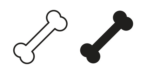 Bone icon with glyph and line. black vector icons for Web UI