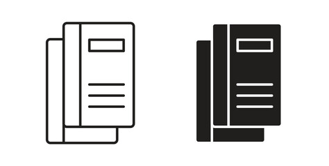 Book copy icon with glyph and line. black vector icons for Web UI