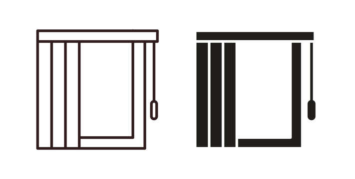 Blinds open icon with glyph and line. black vector icons for Web UI