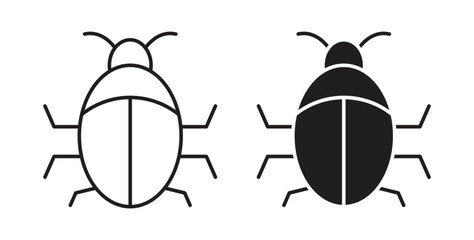 Bugs icon with glyph and line. black vector icons for Web UI