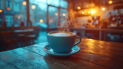 Latte art in a cafe setting