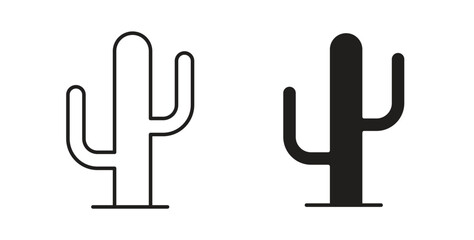 Cactus icon with glyph and line. black vector icons for Web UI
