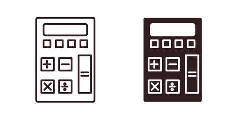 Calculator icon with glyph and line. black vector icons for Web UI