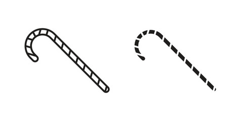 Candy Cane icon with glyph and line. black vector icons for Web UI